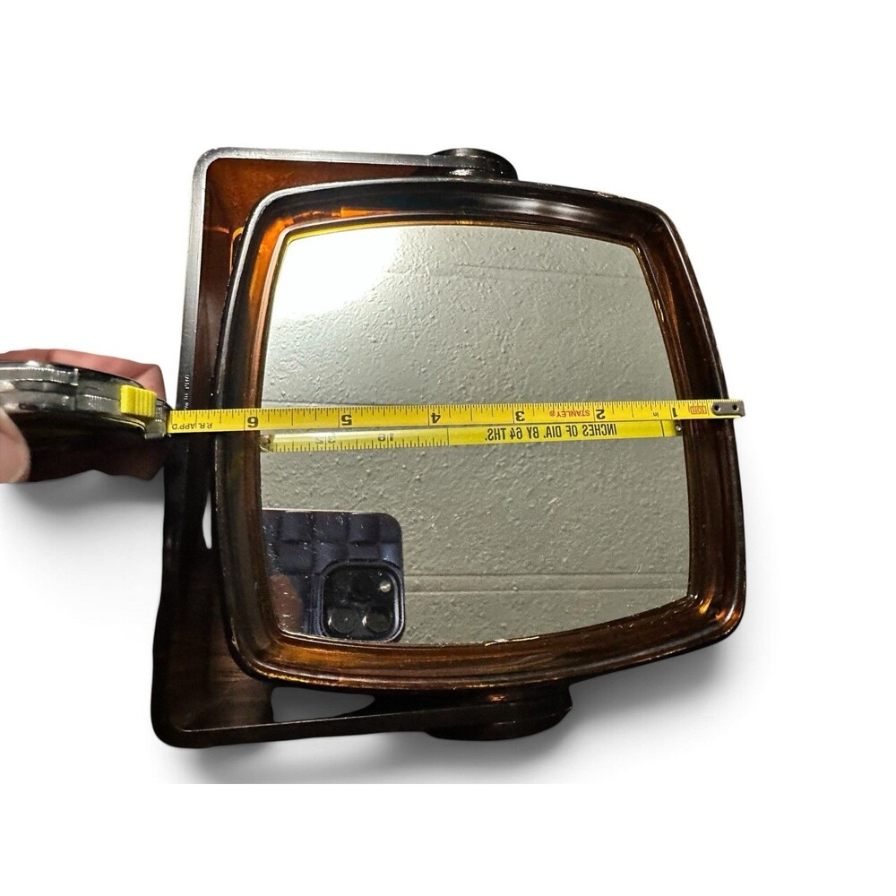 Vintage Lucite Plastic Tilting Makeup Tabletop Mirror Double Sided Dark Amber
